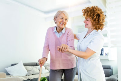 two women standing in a room